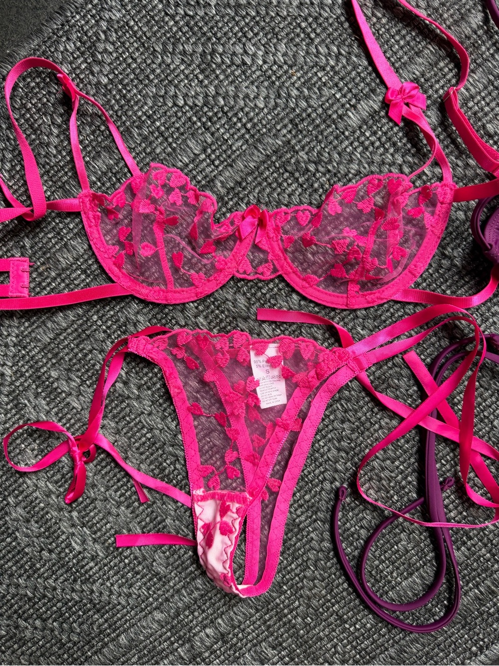 SHEIN Hot Pink Lace & Plum Two-Piece Bikini Set ( not used) - Picture 3 of 3